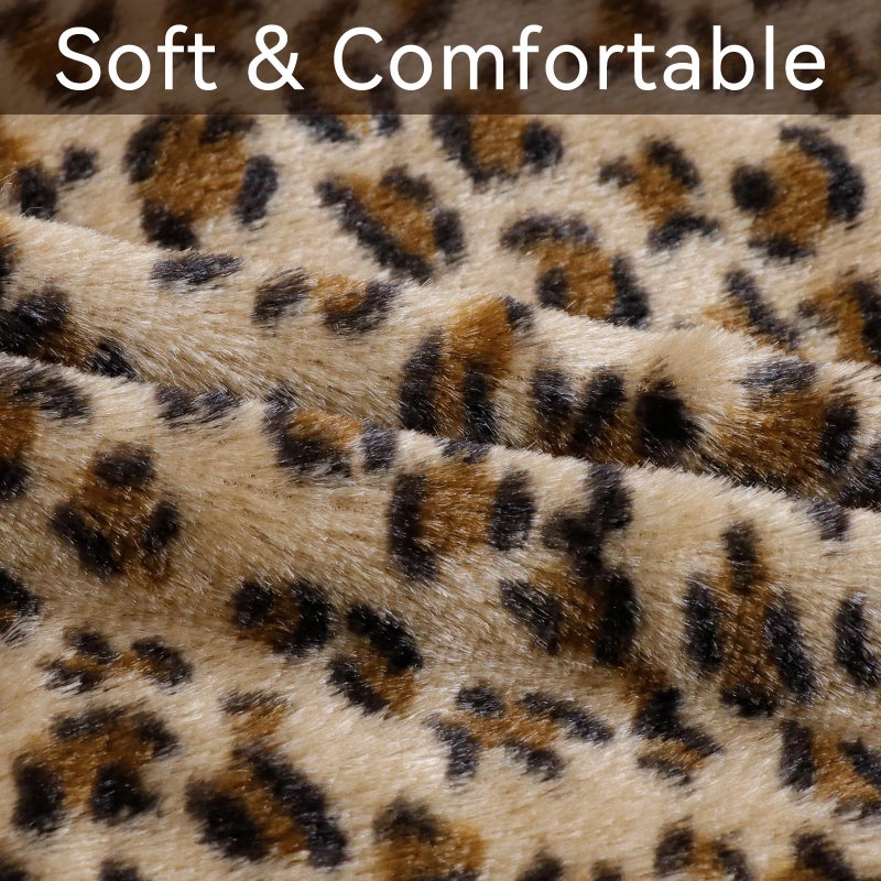 Faylapa 4 Pack Soft Plush Leopard Print Pillow Covers,Animal Theme Print Faux Fur Decorative Throw Pillowcase Home Decor Cushion Cover 18Ã—18 Inches (45Ã—45cm)(Case ONLY) - Image 3